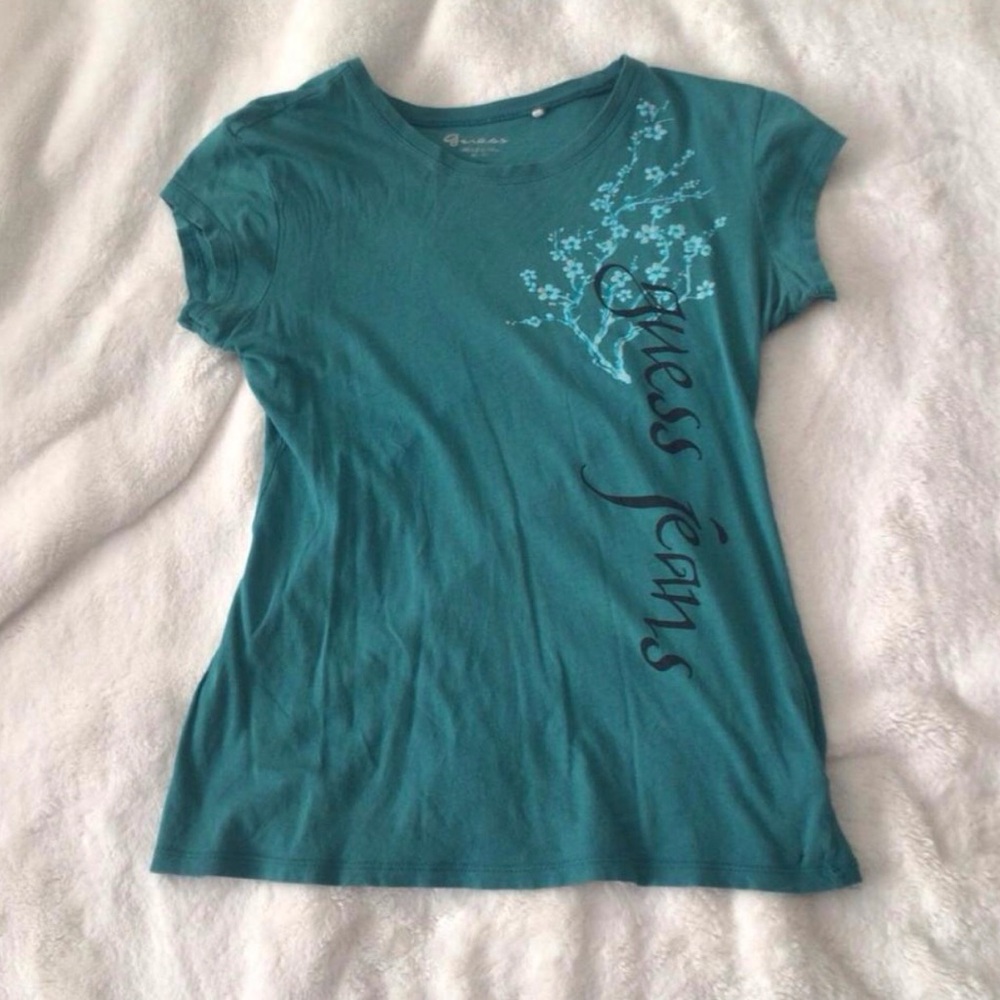 Vintage Y2K Guess Teal Short Sleeve Top